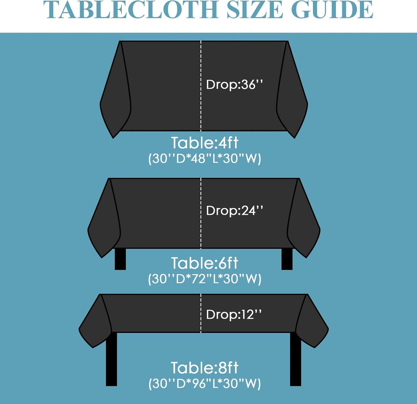 VidaFete Tablecloth 60 * 120inch 2pack Rectangle Table Cloth Polyester, Stain Wrinkle Resistant Dining Table Cover for Kitchen Dinning Party Wedding Rectangular Tabletop Buffet Decoration (Black)