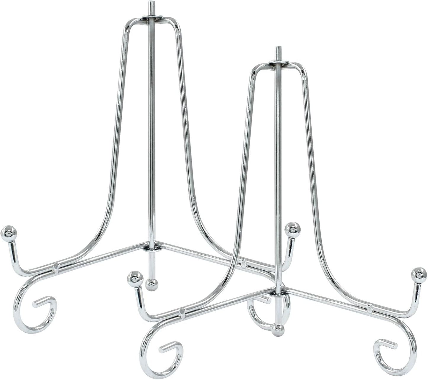Hordion 2 Pack Plate Stand, 6 Inch Silver Iron Easel Photo Display Stand Plate Holder for Picture Frame Book Tabletop Art Platter