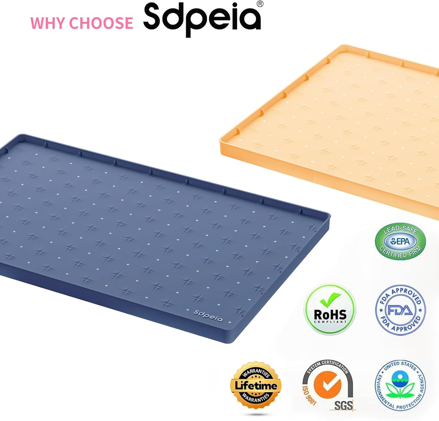 Sdpeia Under Sink Mat for [22" x 19"] Cabinet, Upgraded Silicone Waterproof Mat Kitchen Cabinet Liner Cabinet Protector Kitchen Organizers and Storage