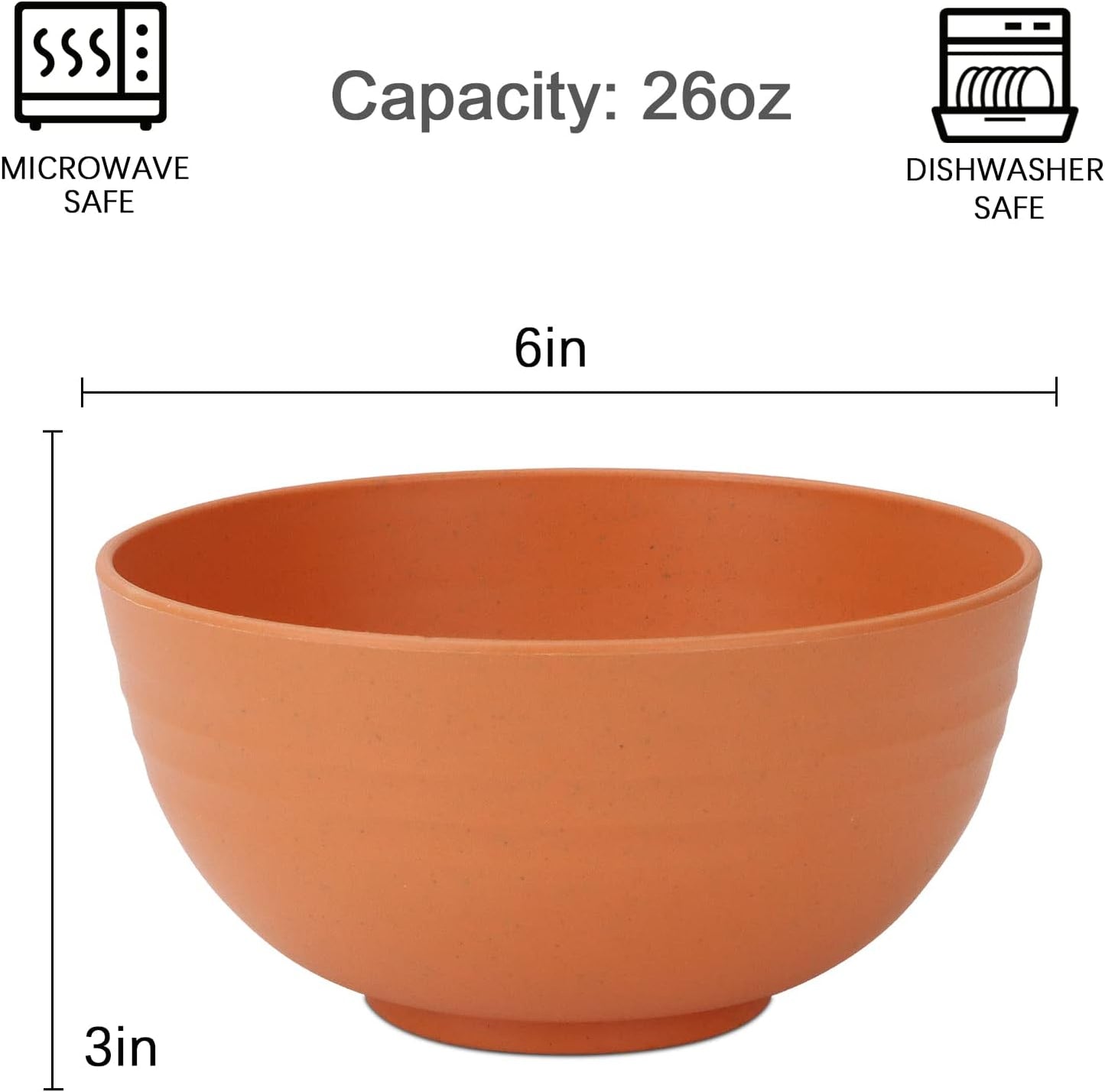 Homienly Wheat Straw Cereal Bowl Set, Wheat Straw Bowls Set - 8 PCS, Unbreakable Lightweight Bowl for Kitchen, Camping, Microwave and Dishwasher Safe Bowls, Soup Bowl (Orange, 26 OZ)