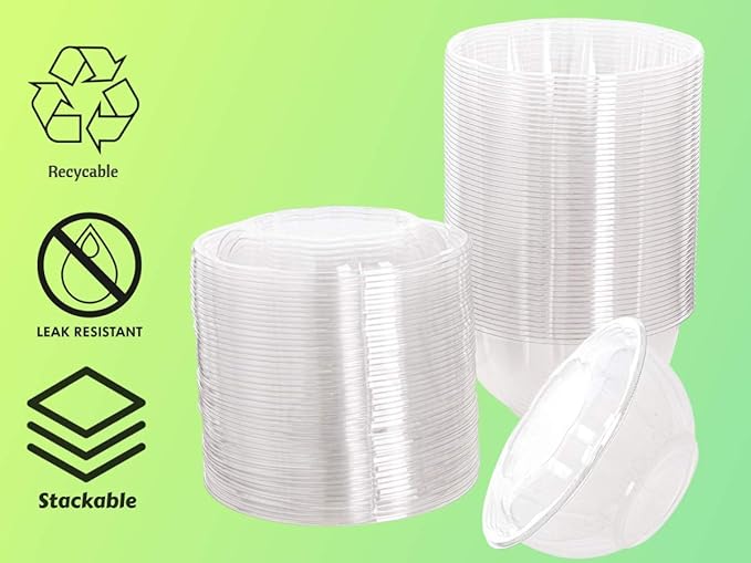 Smygoods Disposable Plastic Salad Bowls with Airtight Lids Ideal for Meal Prep, Takeout, Catering, Parties, Picnics, and Food Storage, Stackable, Leak-Proof