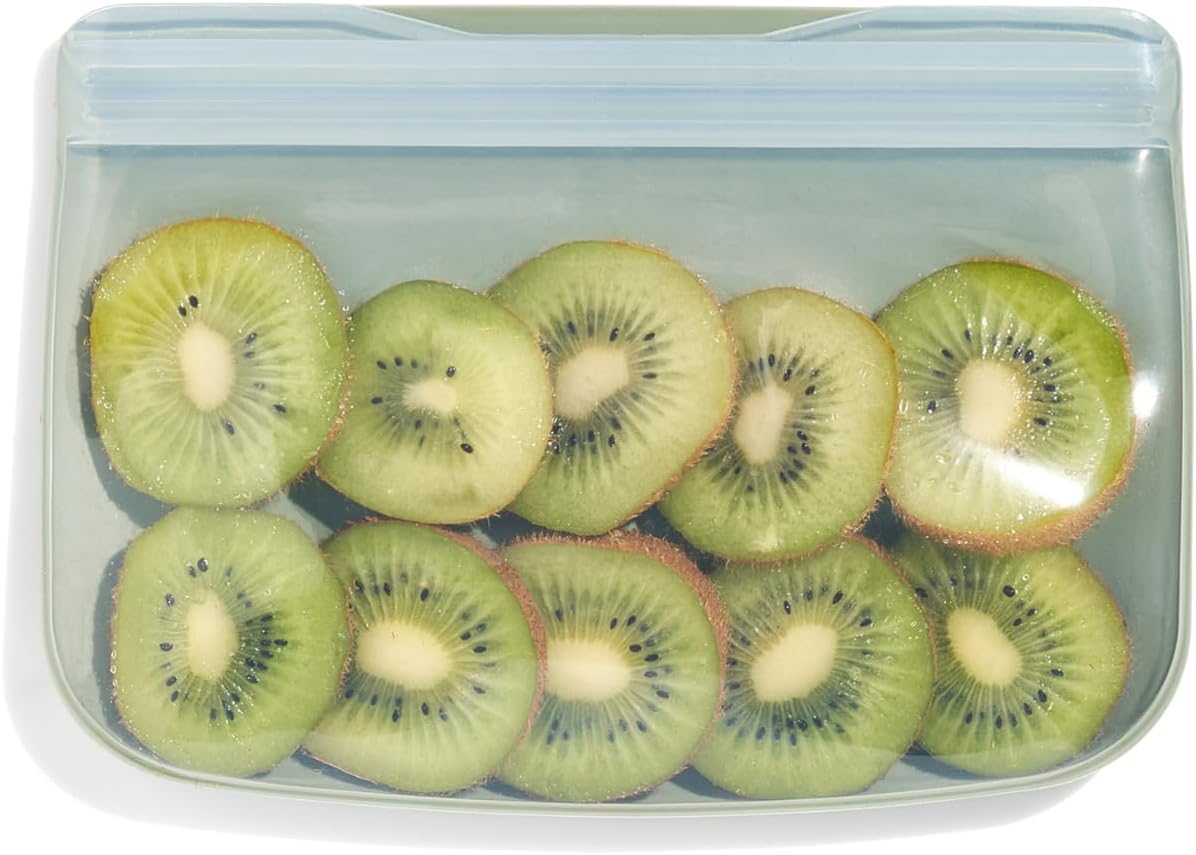 W&P Porter Silicone Reusable Storage Bag, Sandwich (10oz Flat), Sage, Food Storage Container, Microwave and Dishwasher Safe, Easy Cleaning