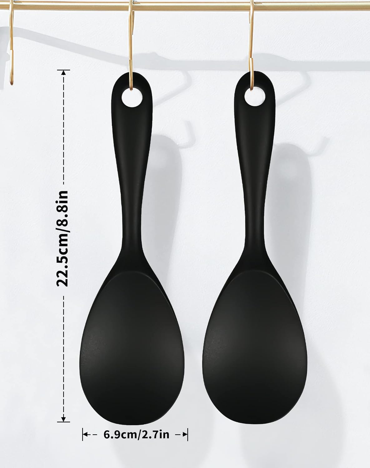 FireKylin 2 Pcs Silicone Rice Paddle,Non Stick Rice Spoon Scooper Spatula,Heat Resistant Rice Cooker Spoon(Black)