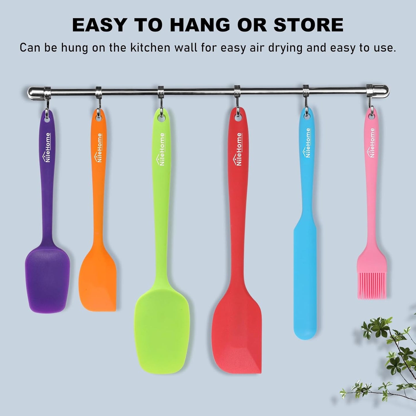 NileHome Silicone Spatula Set, 6 Pieces Food Grade Kitchen Utensils with Silicone Brush Heat Resistant Dishwasher Safe BPA-Free Rubber Spatula for Scraping, Baking, Cooking, Mixing-Multicolor