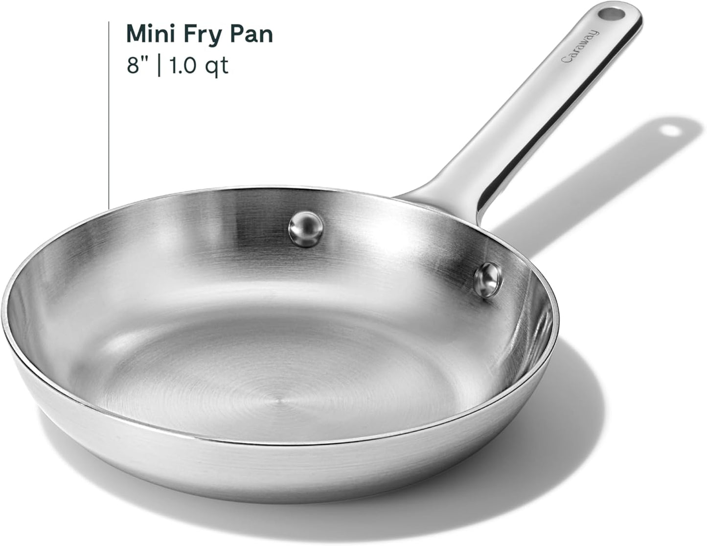 Caraway Stainless Steel Mini Fry Pan - 8 Inch Stainless Steel Frying Pan – Oven Safe & Compatible with All Stovetops – Non Toxic, PTFE & PFOA Free
