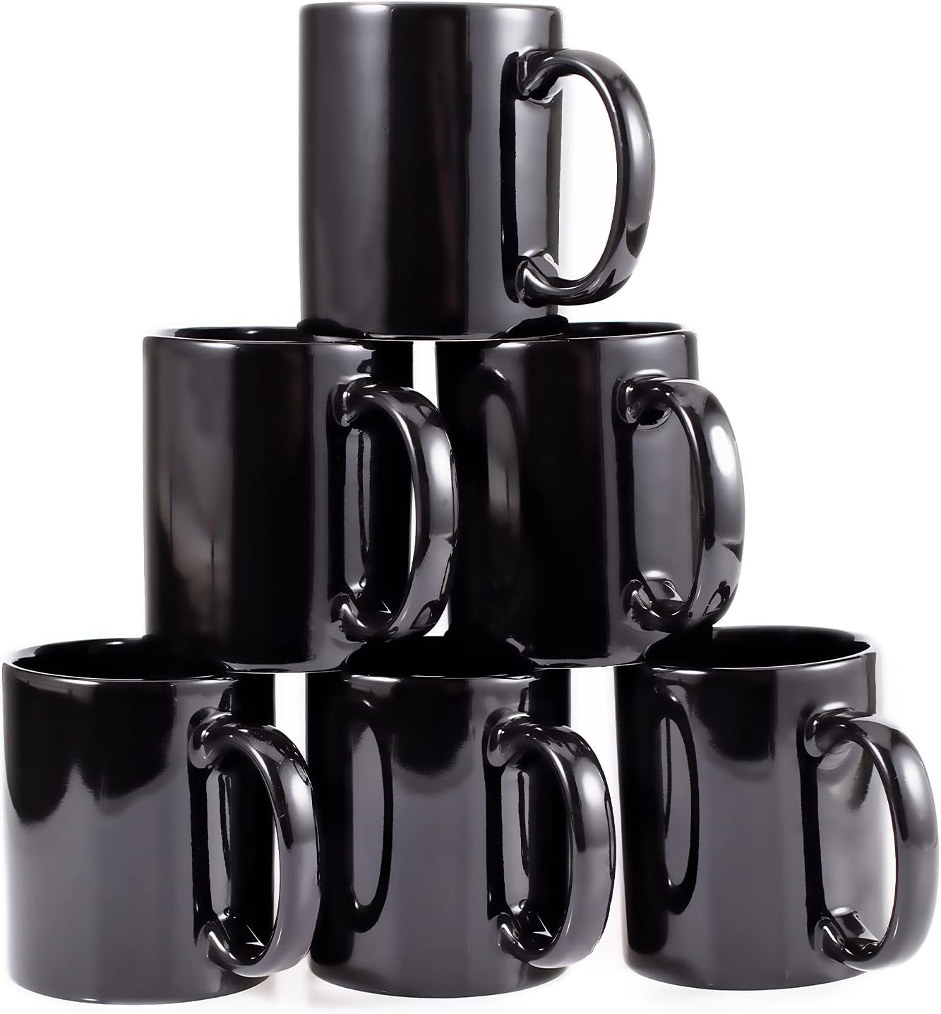 12oz coffee mug set of 6 Coffee Mugs for Coffee, Tea, Cocoa, Milk（black）