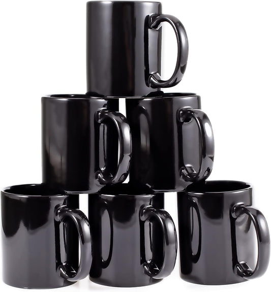 12oz coffee mug set of 6 Coffee Mugs for Coffee, Tea, Cocoa, Milk（black）