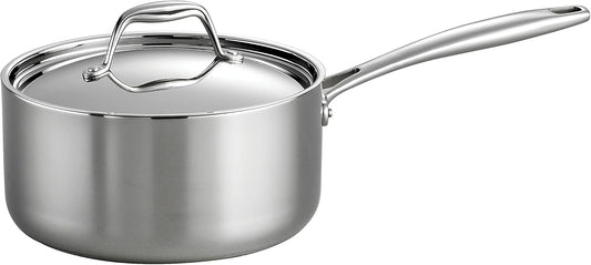Tramontina Signature Tri-Ply Clad Stainless Steel 3-Quart Sauce Pan with Lid, Induction-Ready, Dishwasher-Safe, NSF-Certified, Made in Brazil