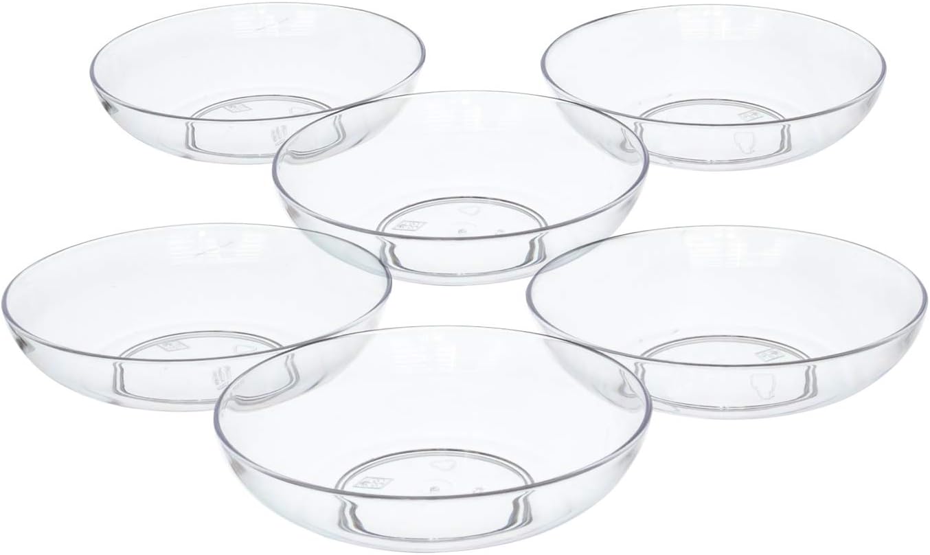 Royal Imports 6" Clear Plastic Saucer Plant Drip Tray, Low Pie Plate, Floral Flower Dish, Wedding, Party, Home and Holiday Decor, 6 Pack