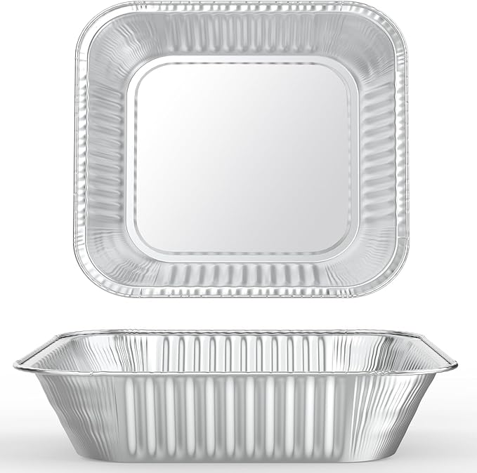 WANBAO 30 Pcs Disposable Aluminum Tin Foil Baking Pans Bakeware Square 8'' X 8'' X 2'' Inch Meal Prep for Catering, Baking Cakes, Breads, Brownies, Bread, Meatloaf, Lasagna