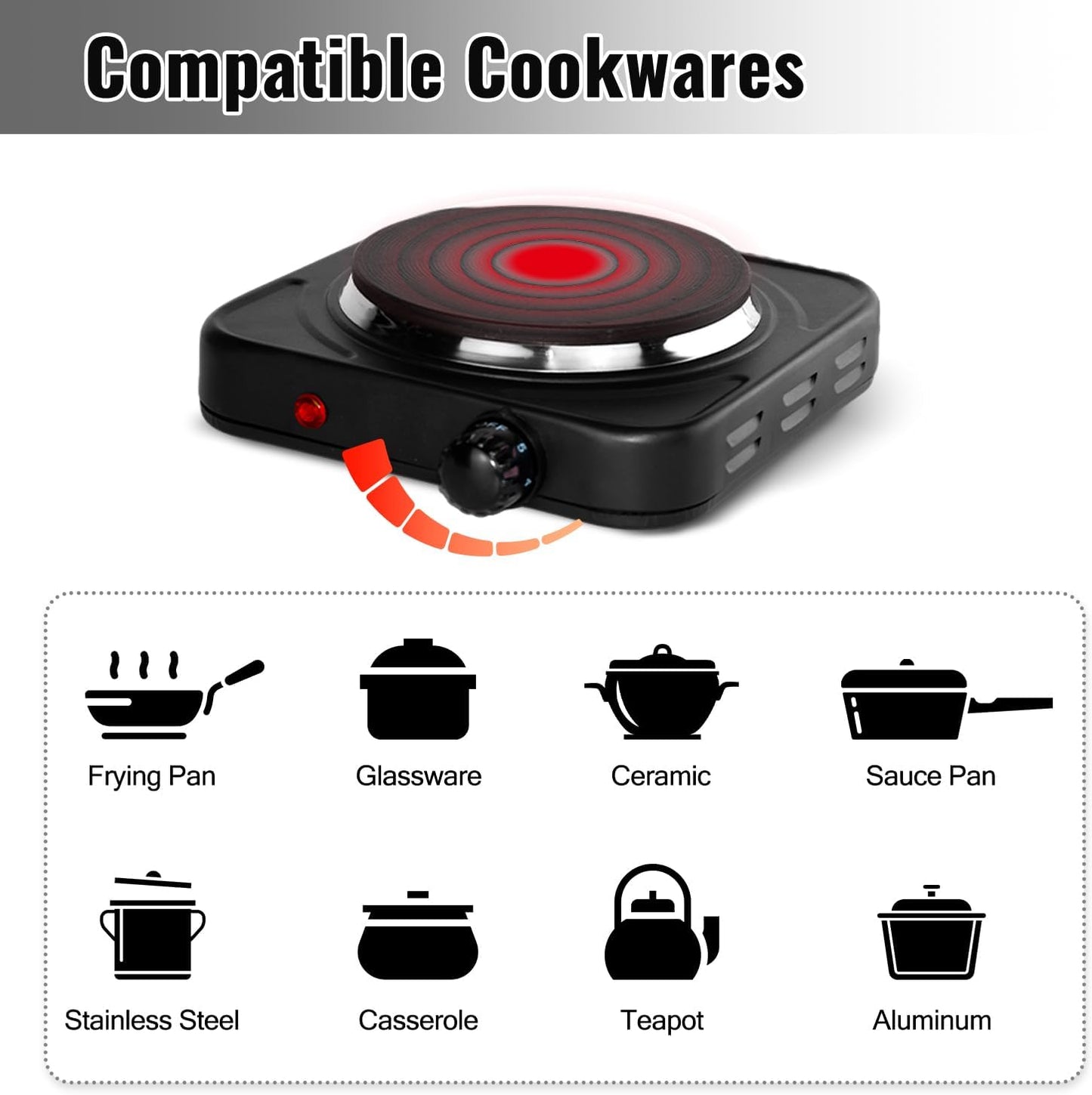 Double Boiler Pot, Stainless Steel Chocolate Melting Pot with 1000W Electric Hot Plate, Multi-Functions Portable Burners for Cooking Candy Wax Soap Candy Butter Cheese and Candle Making