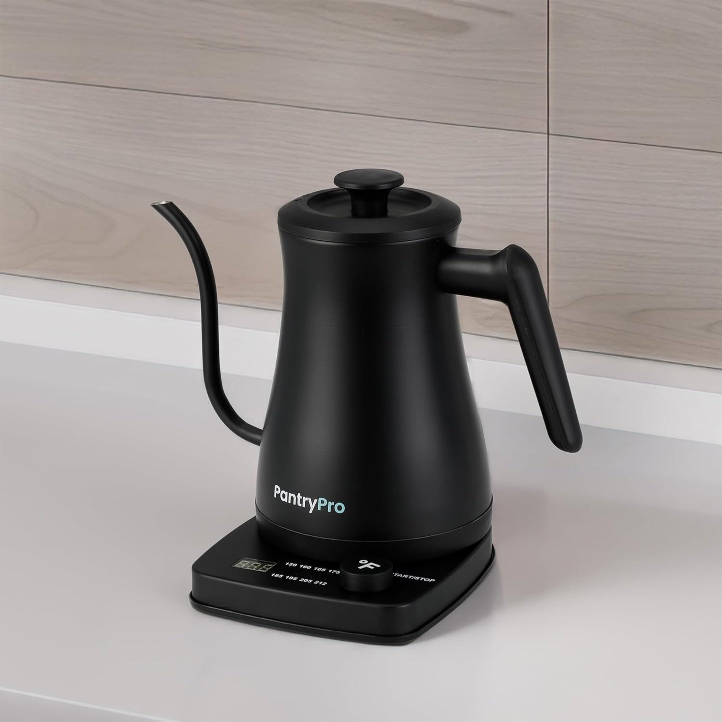 1.0L 1500W Gooseneck Electric Kettle - Stainless Steel Interior - Rapid-Boil - Auto Shut-Off, Boil-Dry Protection, Temperature Control, LED Indicator - Black by The Display Guys