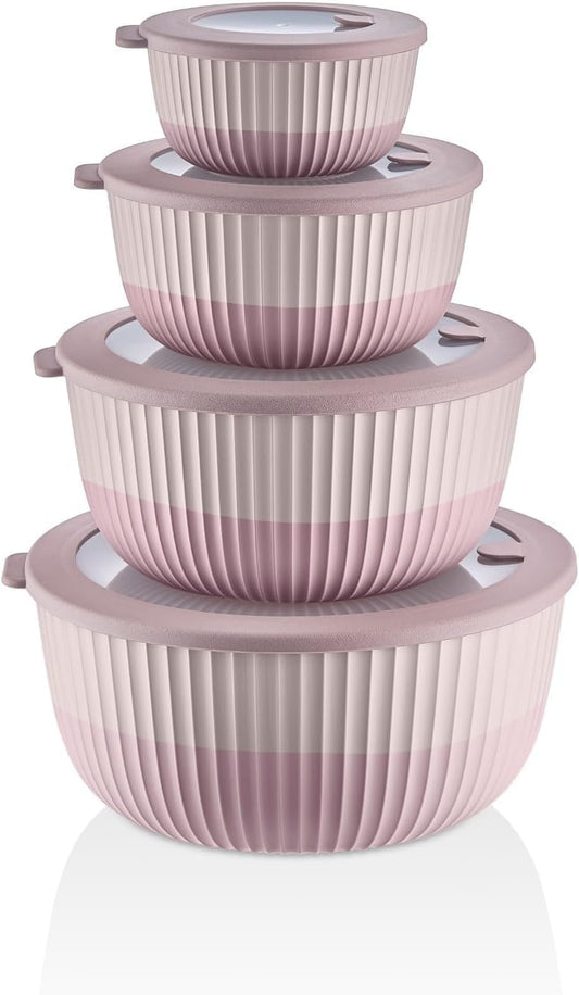 Mixing Bowl Set with Airtight Lids-8-Piece Nesting,stackable Plastic Kitchen Bowls for Mixing & Food Prep-BPA-Free,Dishwasher,Microwave & Freezer Safe