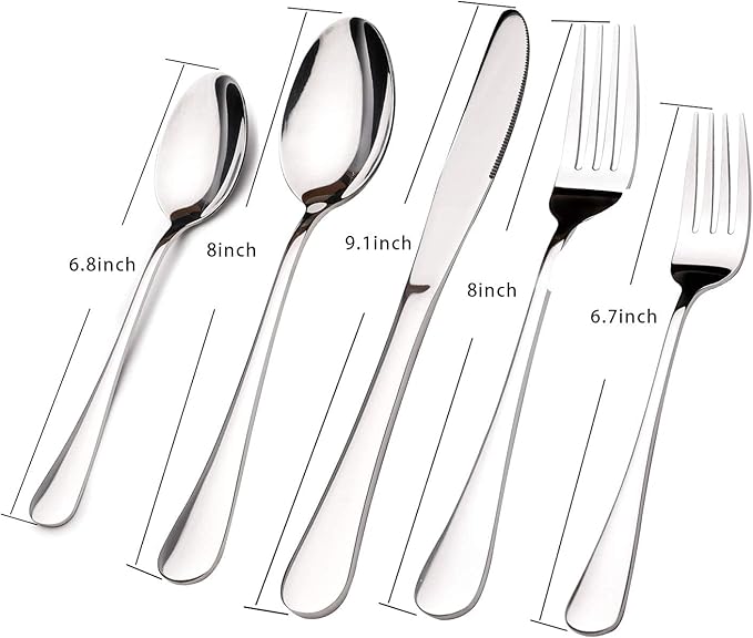 Silverware Set for 12, 65 Piece Stainless Steel Flatware Cutlery Fork and Spoon Set with Serving Utensils Set, Dishwasher Safe, Gift Package for Wedding Housewarming