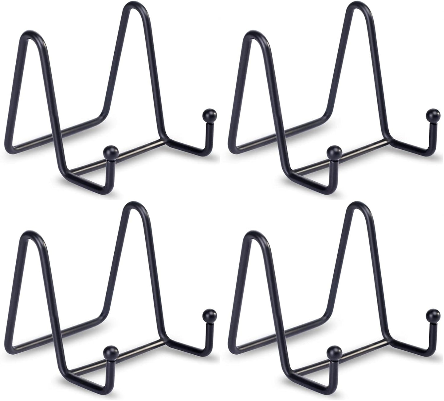 LIONWEI LIONWELI Plate Display Stand Easel Holders - 3" Tabletop Metal Stands for Small Decorative Plates, Photos & Picture Frames - Black, 4-Pack