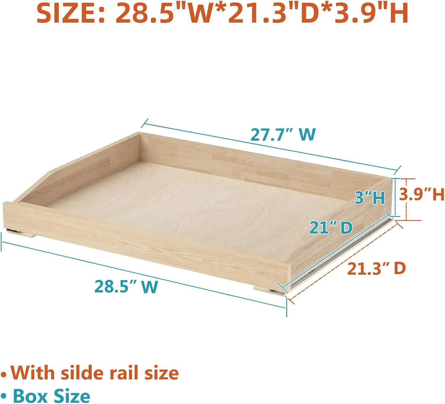 ROOMTEC Pull Out Cabinet Organizer 28-1/2" W x 21" D, Pull Out Cabinet Drawer for Kitchen cabinets with Soft Close, Pull Out Cabinet Shelf, Finished, Bottom Assembly, 2PCS