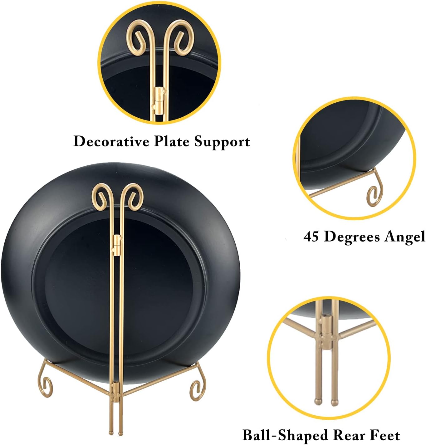 Gold Plate Stand, 8 Inch Decorative Holder for Displaying Platters, Heavy-Duty Metal Easel Stand for Picture, Photo Frame, Books and Round Objects, 2-Packs