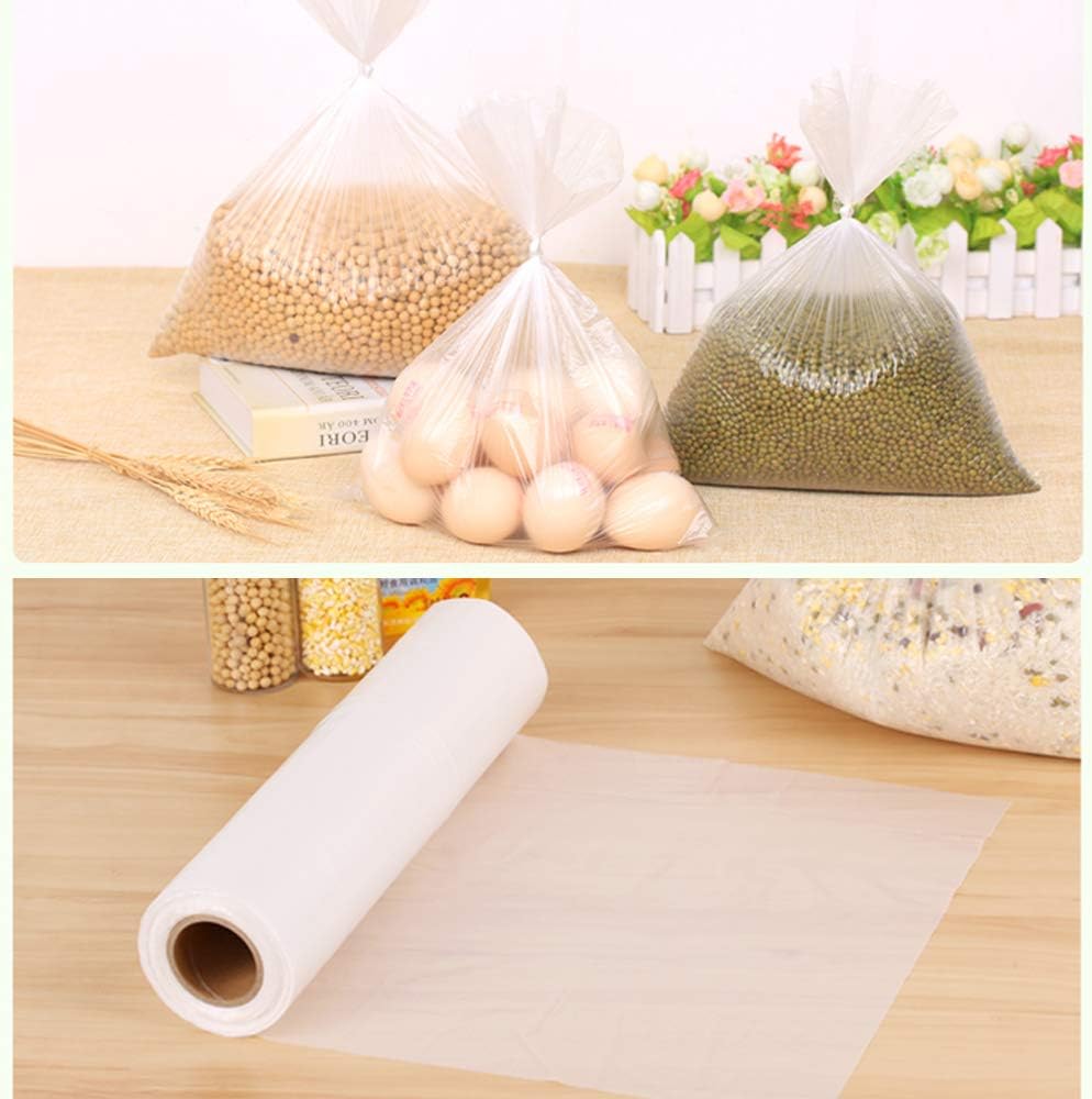 RBHK 12" X 20" Plastic Produce Bag on a Roll Clear Food Storage Bags for Fruits Vegetable, 350 Bags