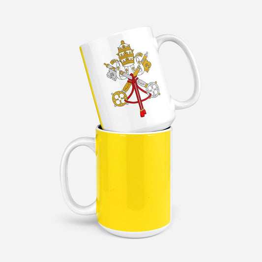 Vatican City Flag Mug – 15 oz Catholic Coffee Cup with Vatican Emblem – Faith-Inspired Catholic Gift – Dishwasher & Microwave Safe – Catholic Company Exclusive