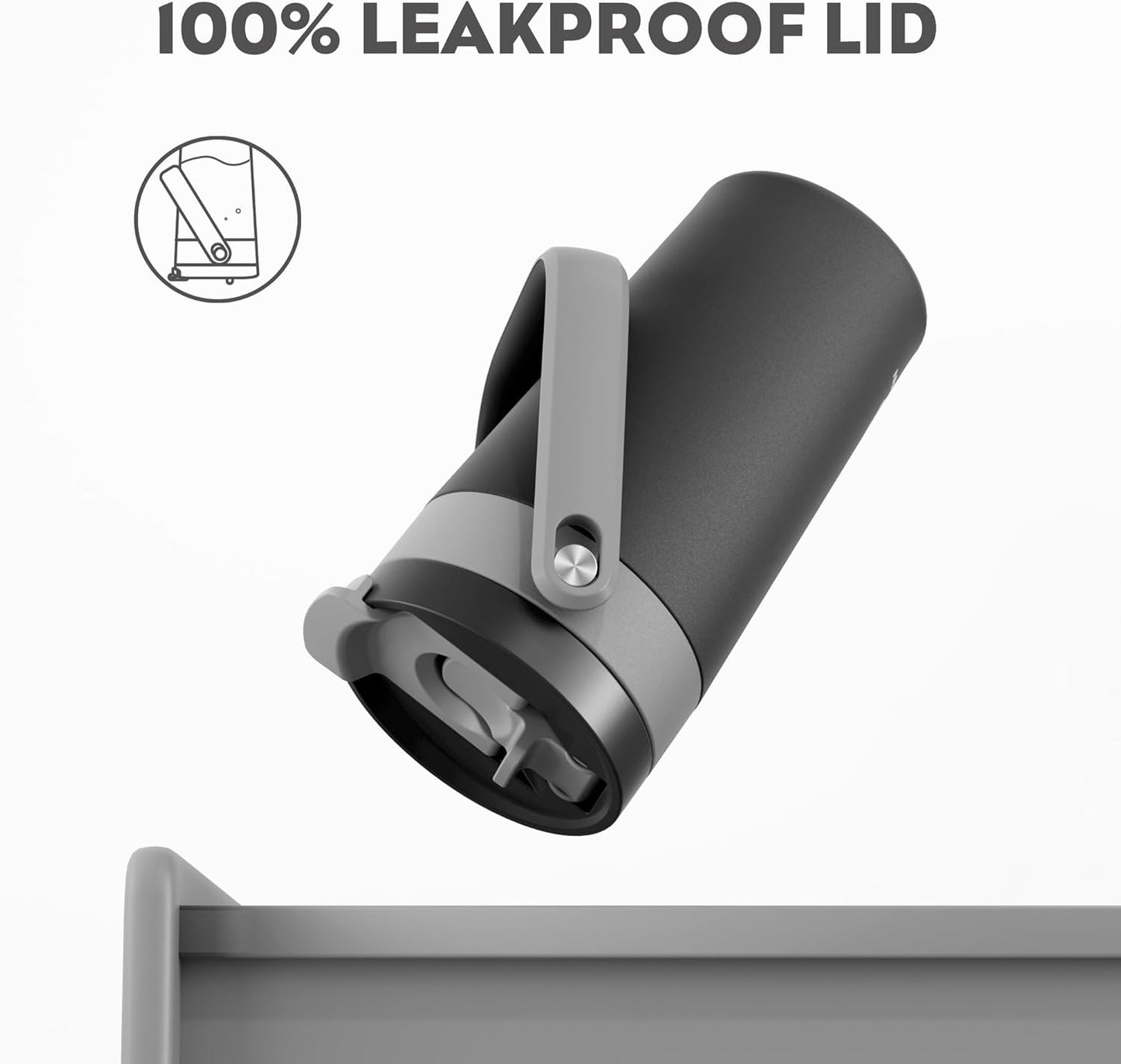 16 oz Insulated Coffee Mug for Travel: 2-in-1 Straw Flip Lid, Keep Cold 24H, Fit in Car Cupholder, Leakproof, Stainless Steel Coffee Tumbler with Handle for Work, Outdoor, Gifts and Home (Midnight)