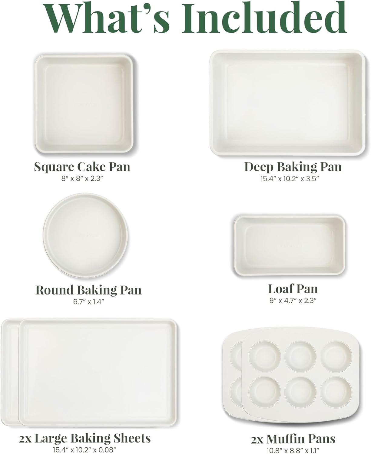 Larder & Vine 8-Piece Bakeware Set | Non-Stick Baking Set with Ceramic Finish | PFAS, PFOA, PTFE, and BPA Free Baking Essentials | Baking Sheets, Muffin Tins and Assorted Baking Pans | French Gray
