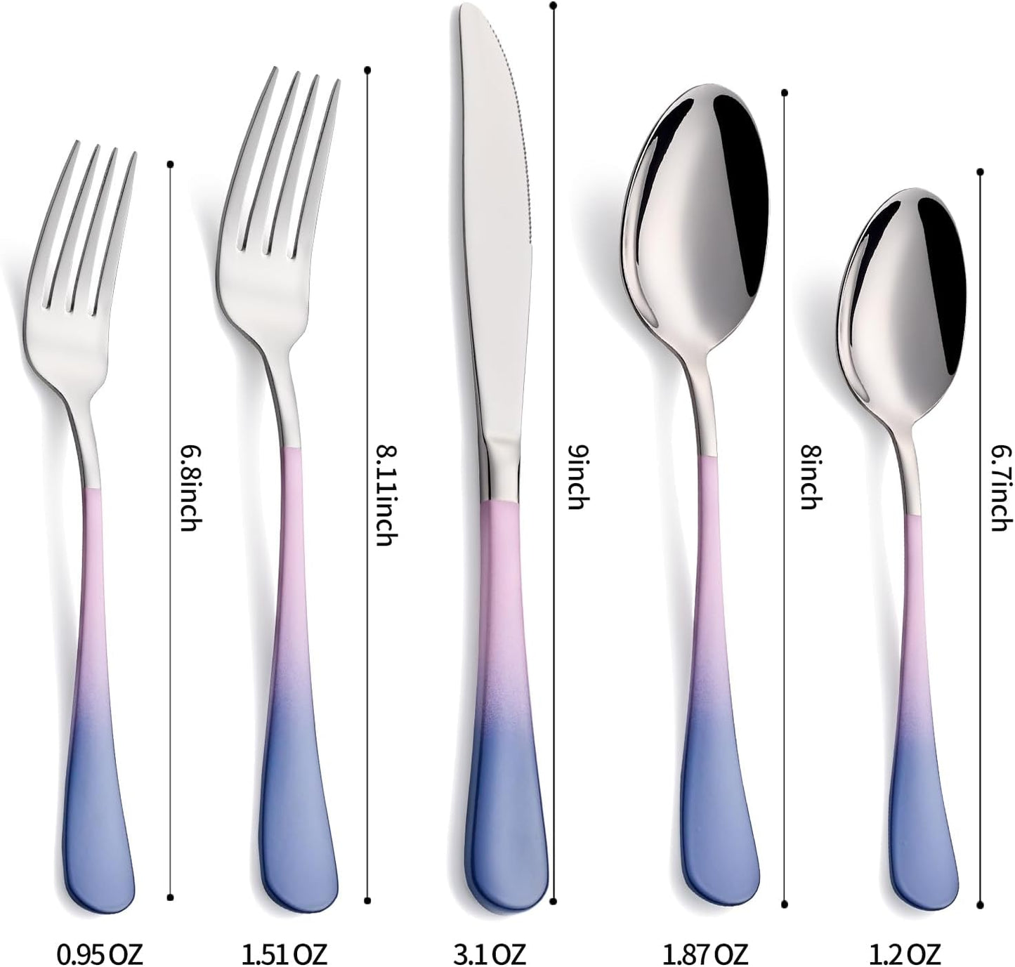 20-Pieces Color Silverware Sets for 4,Pink and gray Handle Stainless Steel Cutlery Set, Include Forks Spoons and Knives Set, Dishwasher Safe Utensil Sets for Home Restaurant