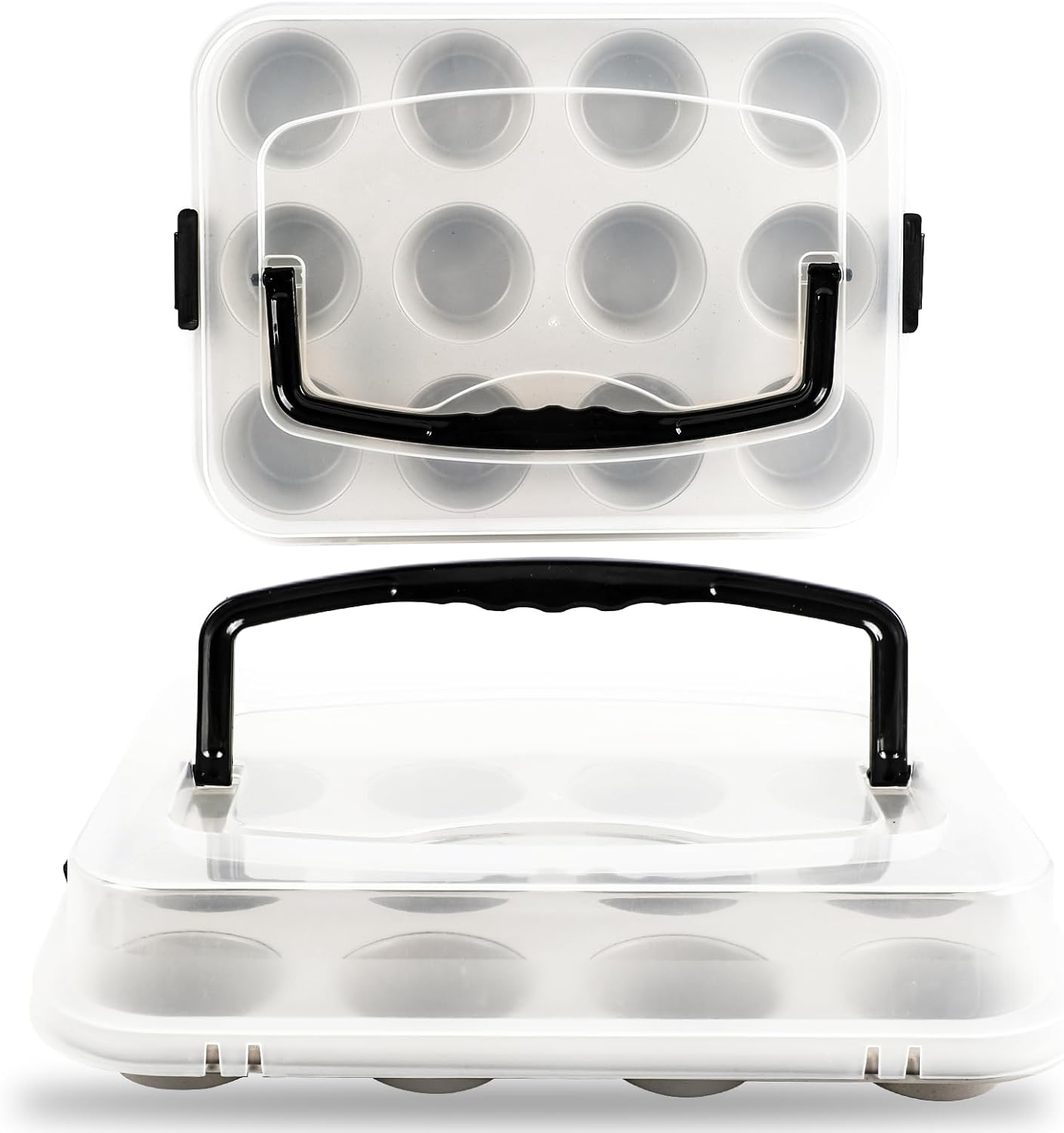 2-Pack Beige Muffin Pan, Non-Stick 12-Cup Cupcake Pan with Lid, Cupcake Pan with Lid and Handle, Perfect for Holidays, Birthdays, and Family Gatherings