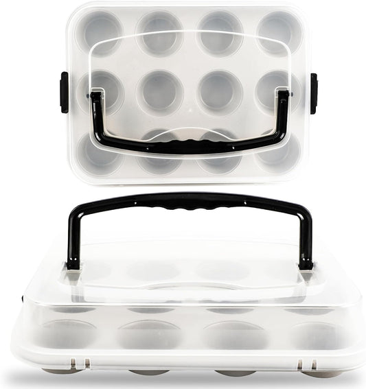 2-Pack Beige Muffin Pan, Non-Stick 12-Cup Cupcake Pan with Lid, Cupcake Pan with Lid and Handle, Perfect for Holidays, Birthdays, and Family Gatherings