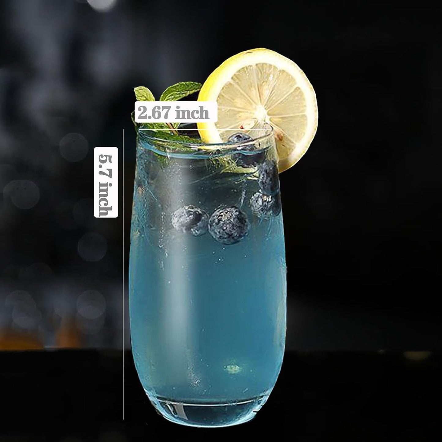 16.9 oz Drinking Glasses, Water Cocktail Glasses, Glasses Drinking Set of 4, Highball Glasses Drinking, Glassware Glass Cups Set for Ice Coffee,Mojito,Juice