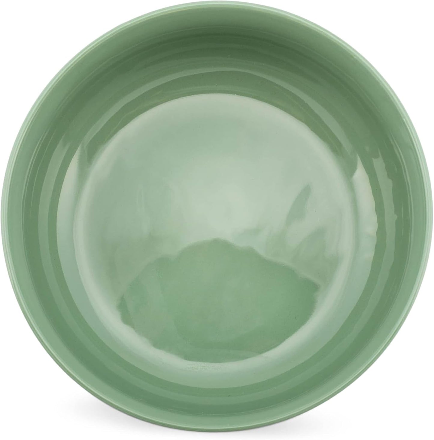Elanze Designs Bistro Glossy Ceramic 8.5 inch Large Serving Bowls Set of 2 - Perfect for Multiple Everyday Uses: Pasta, Salad, Ramen, Soup, Popcorn, Noodles, Cereal and Mixing Bowls, Sage Green