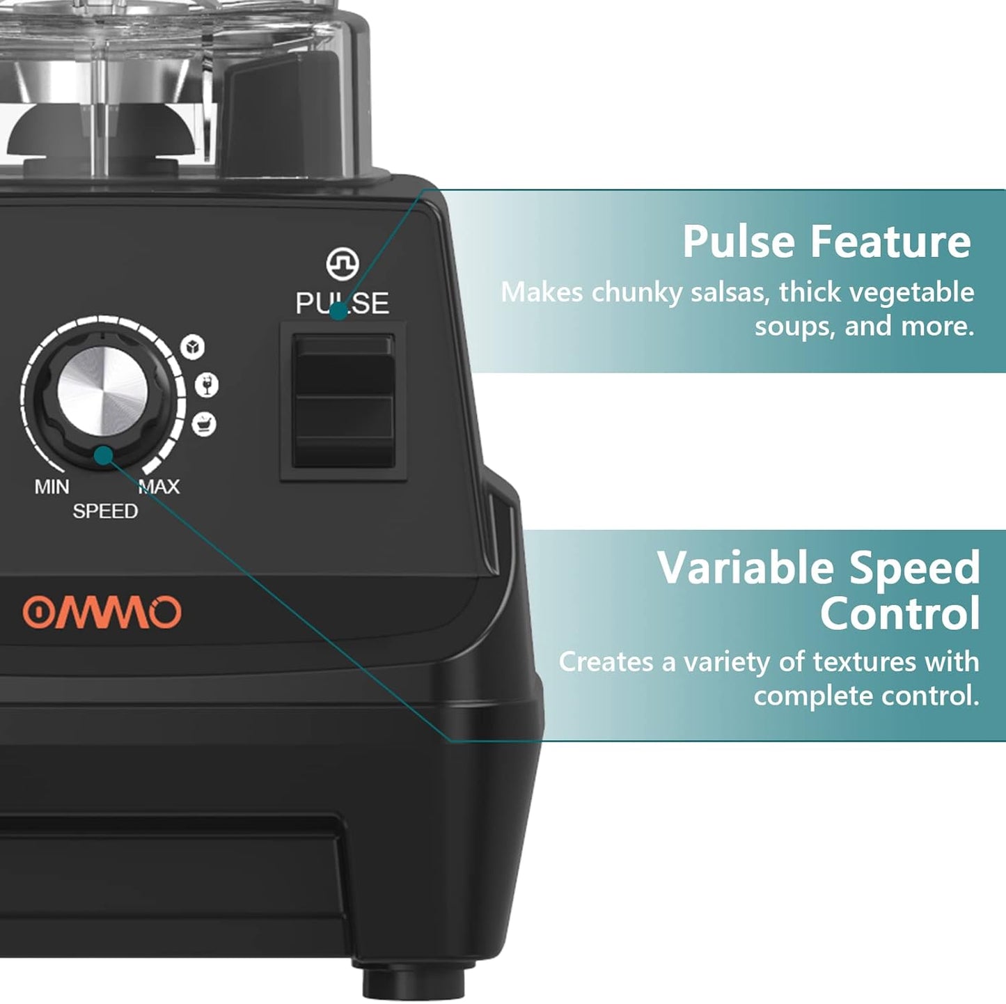 OMMO Blender 1800W, Professional High Speed Countertop Blender with Durable Stainless Steel Blades, 60oz BPA Free Blender for Shakes and Smoothies, Nuts, Ice and Fruits, Dishwasher Safe