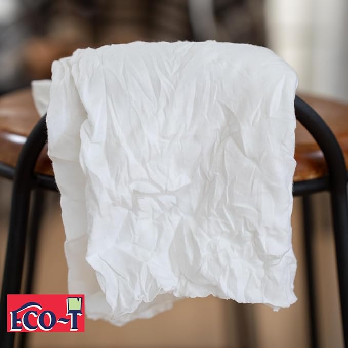 10 lb Box Eco-T Paint Rags - White T-Shirt Material, 100% Recycled, Eco-Friendly, High Absorbency, Low Lint, Low-Cost, Painting and Cleaning Cloth