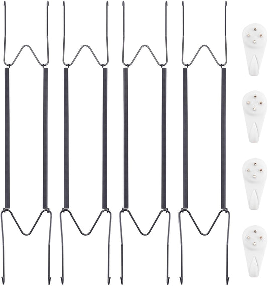 Bilillo 4 Pack Plate Hangers for The Wall, Suitable for 16''-20'' Decorative Plate,Invisible Heavy Duty Wire Plate Holder with Wall Hooks, Plate Hangers for Displaying Plates, Platter, Dish（Black）