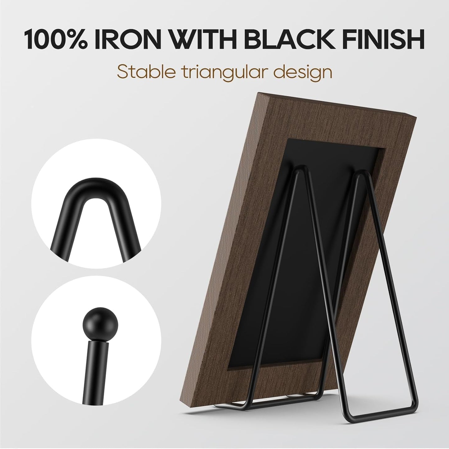 HONGYUTAI 3 Pack 8 Inch Plate Stands for Display Picture - Table Top Display, Decorative Metal Frame Holders for Book, Photo and Platter, Tabletop Art, Black