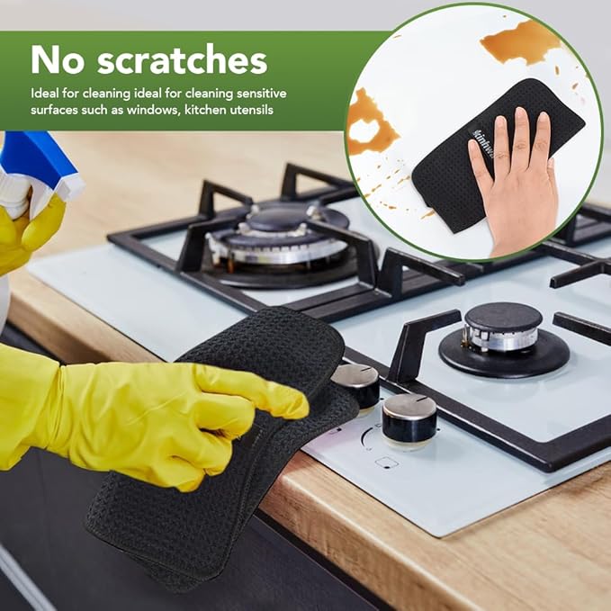 KinHwa Waffle Kitchen Towels for Washing Dishes Microfiber Dish Towels for Kitchen Ultra Soft Absorbent Quick Drying 8inch x 8inch 6 Pack