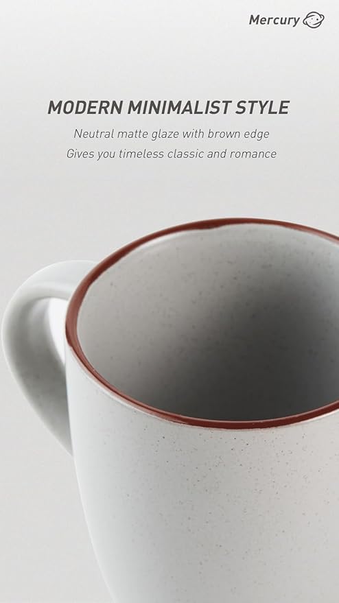 famiware Mercury Coffee Mugs 13 oz, Coffee Mugs Set of 4 with Handle, Cups for Latte, Hot Tea, Cappuccino, Mocha, Cocoa, Light Grey