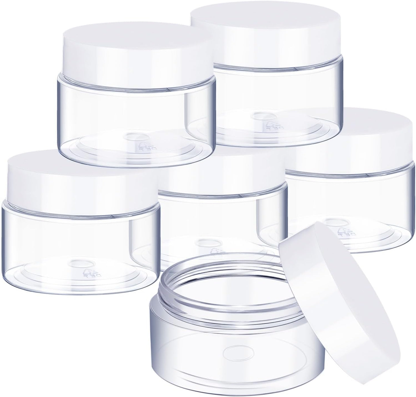 6 Pack 6 oz Plastic Jars Containers with Lids Wide-mouth Refillable Leakproof Reusable Round Empty Jars for Travel Cosmetic Dry Food Spice Cookie Candy Home Kitchen Organizing (White)