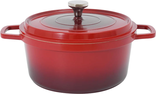 4L Stew Pot with Lid Modern Round Dutch Oven Pot with Lid Ceramic Stew Pot Casserole Dish with Dual Handles for Home Restaurant Kitchen (Red)