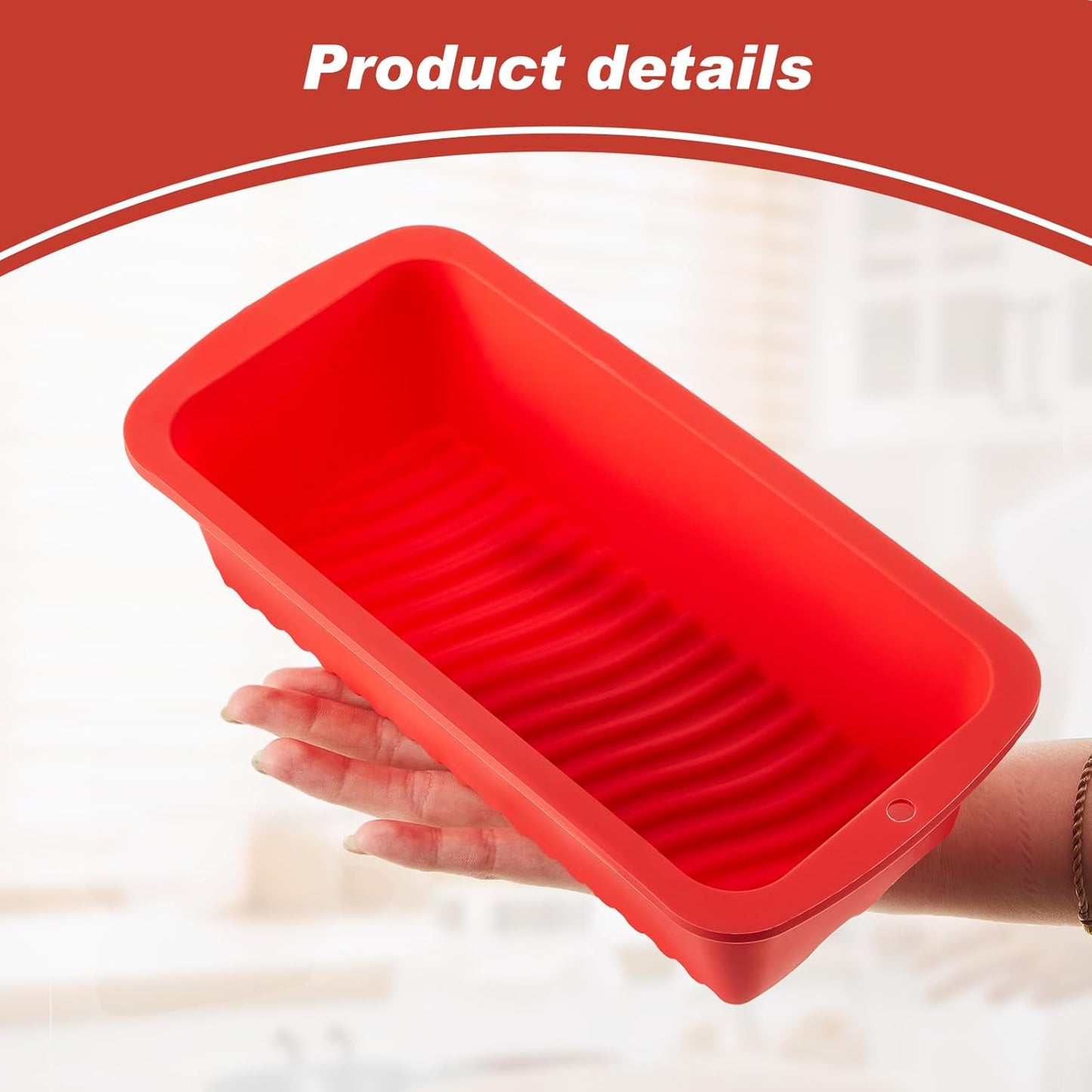 4 Pcs Silicone Bread Loaf Pan 9 x 5 Inch Rectangle Silicone Baking Molds Non Stick Mini Cake Pan, Homemade Loaf, Bread and Meatloaf, Red