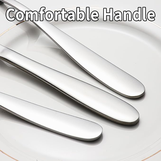60 Piece Silverware Set for 12, Amafox Stainless Steel Flatware Set, Mirror Polished Forks and Spoons Tableware Cultery Set, Durable and Anti-corrosion, Dishwasher Safe