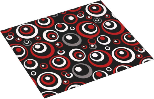 Red Black White Retro Geometric Circle Dish Drying Mats for Kitchen Counter, Absorbent Microfiber Drying Pad for Dishes, Foldable Modern Art Kitchen Mat for Dish Racks & Sink, Home Decor, 16" x 18"