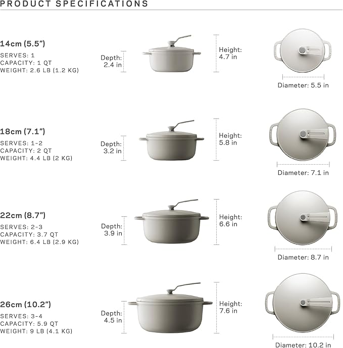 Vermicular Oven Pot 2.0 | Lightweight Enameled Cast Iron Pot | 26cm (5.9 Qt) | Non-Toxic | Induction-compatible | Dutch Oven | Made in Japan | Sea Salt White