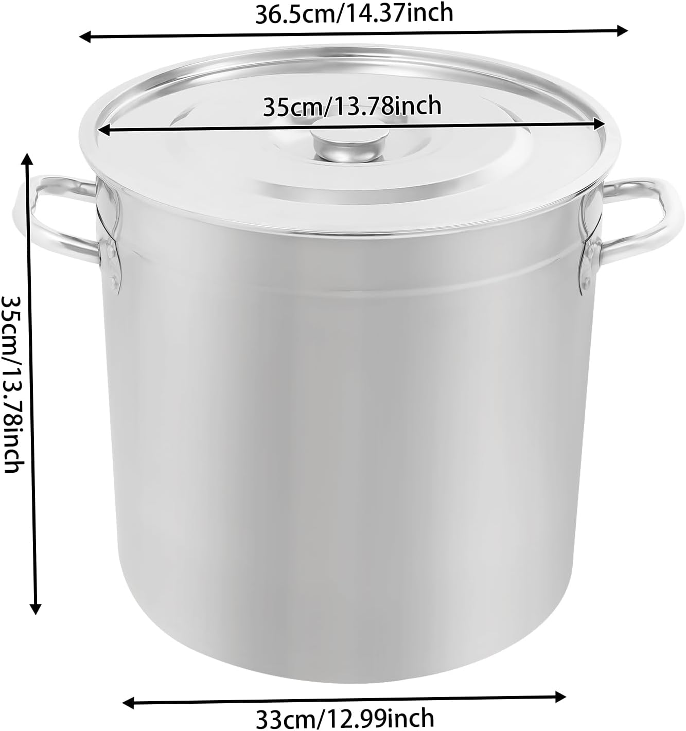 Stock Pot with Lid, 304 Stainless Steel Big Pots for Cooking, 34 Quart Stockpots with Hanging Lid and Handle, Anti-Corrosion, Anti-Rust, Used for Induction Stoves, Gas Stoves, Electric Stoves