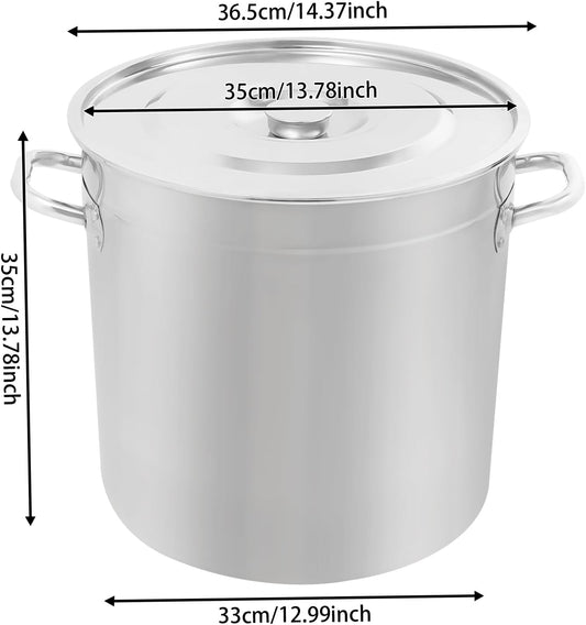 Stock Pot with Lid, 304 Stainless Steel Big Pots for Cooking, 34 Quart Stockpots with Hanging Lid and Handle, Anti-Corrosion, Anti-Rust, Used for Induction Stoves, Gas Stoves, Electric Stoves