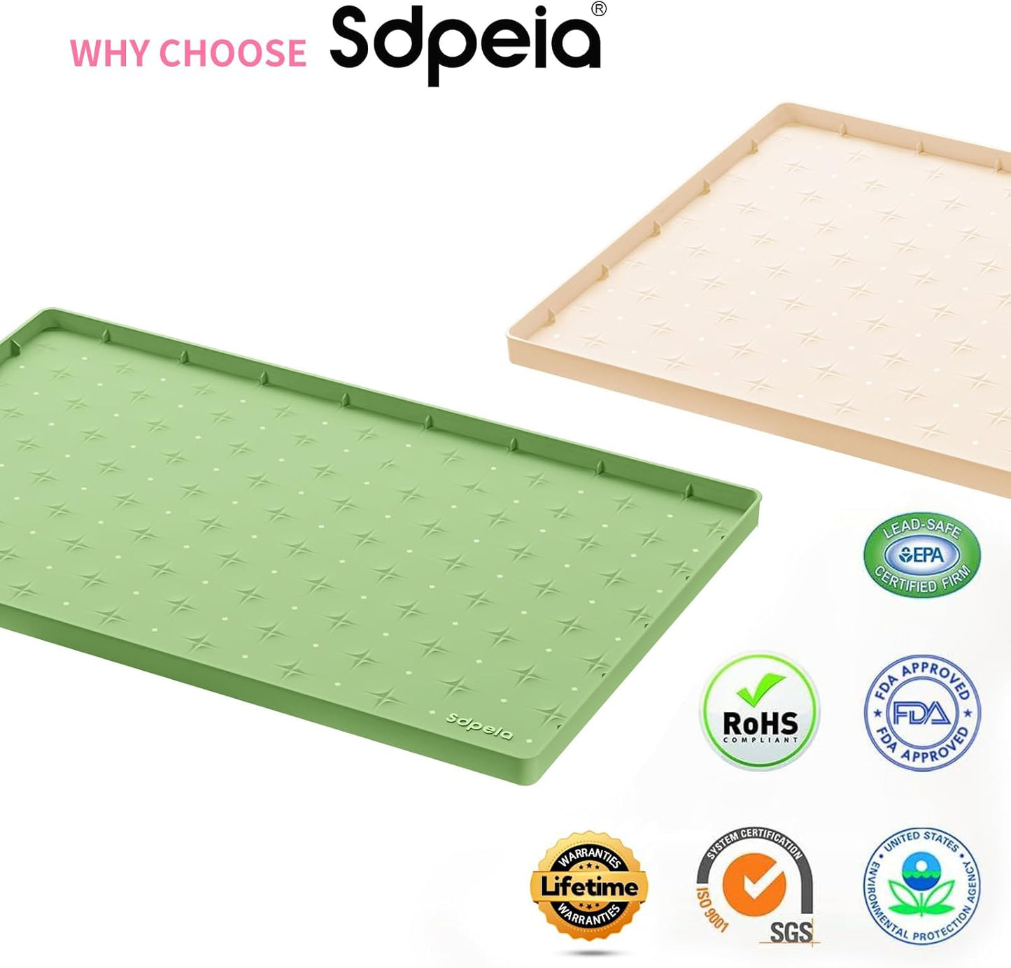 Sdpeia Under Sink Mat 22"×19" – Waterproof Silicone Cabinet Liner & Sink Protector for Kitchen & Bathroom, Multi-Purpose Organizers Tray for Pets, Laundry, Cat Litter Mat