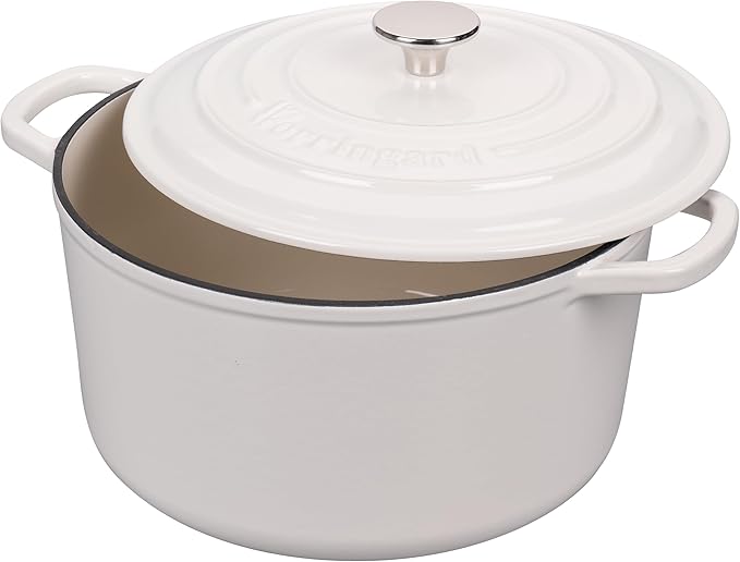 Enameled Cast Iron Dutch Oven Pot with Lid, for Sourdough Bread Baking, Round Dutch Ovens, 4.5 Quart, White