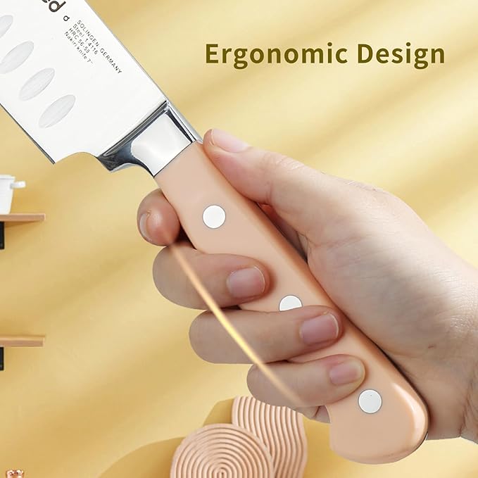 6.7 Inch Nakiri Knife, 1.4116 German High Carbon Steel Chef Knife, Kitchen Knife with Ergonomic ABS Handle,Various Vibrant Colors Meat Cleaver, Small Butcher Knife with Gift Box