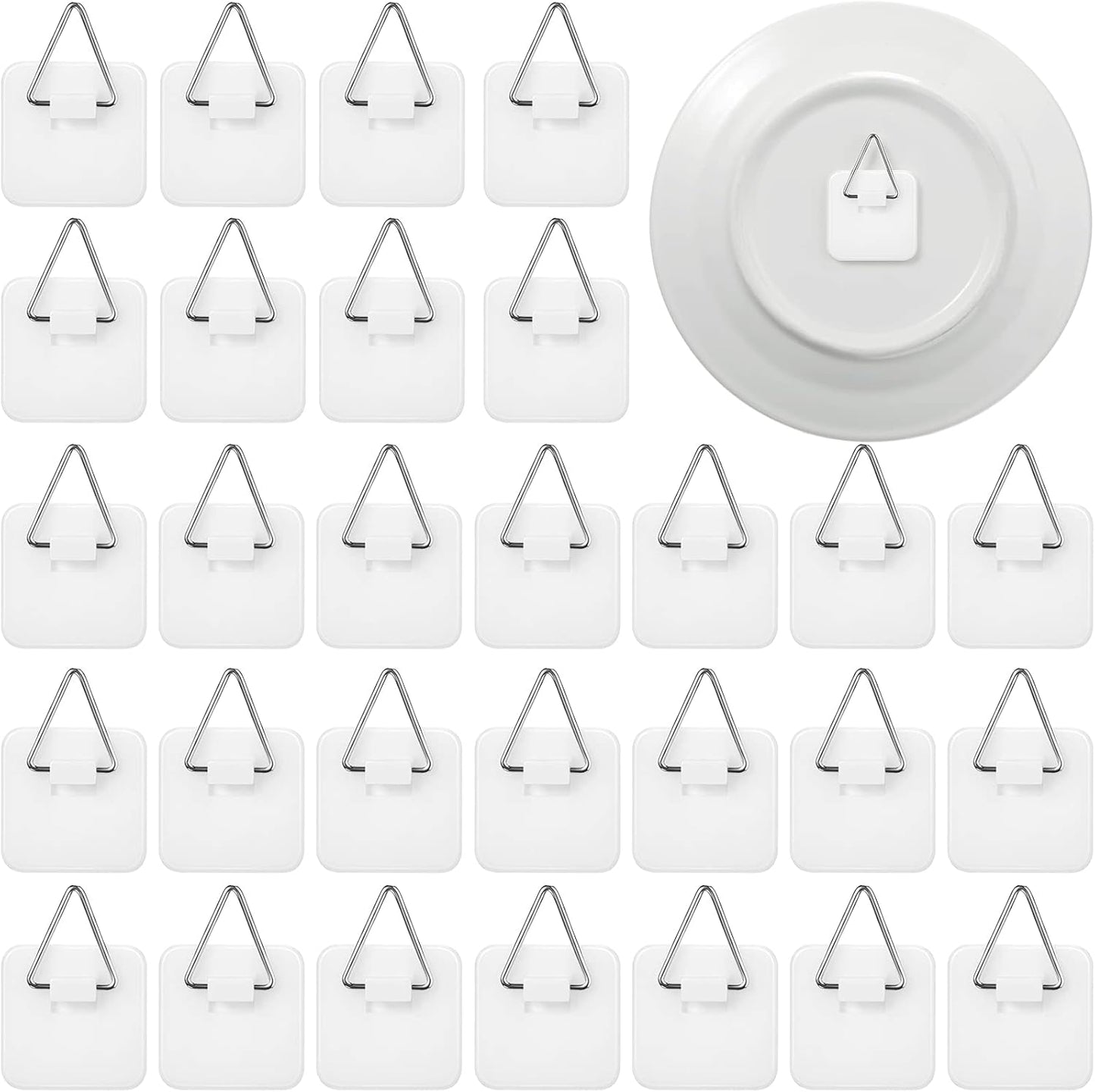 Sawysine 80 Pack Invisible Adhesive Plate Hanger Vertical Plate Holders for Pictures Wall Art Decor Supplies, 1.25 Inch