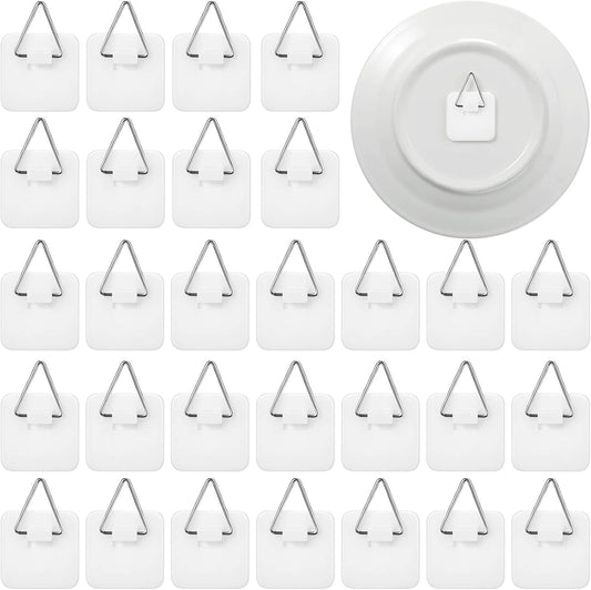 Sawysine 80 Pack Invisible Adhesive Plate Hanger Vertical Plate Holders for Pictures Wall Art Decor Supplies, 1.25 Inch