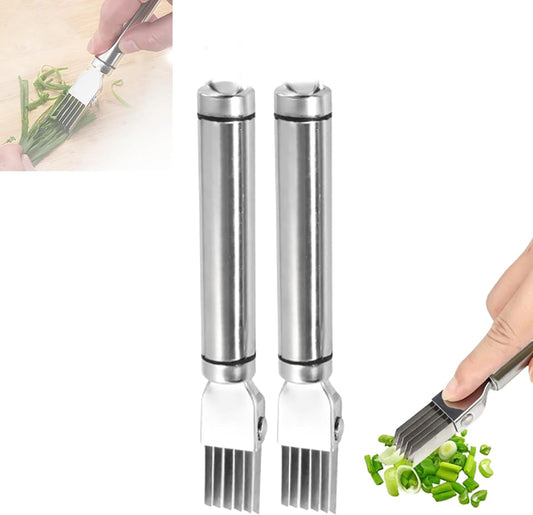 Shred Silk The Knife, 2025 Green Onion Cutter Stainless Steel Chopped Kitchens Slicing Tool Cutter for Vegetables Onion Garlic, Multifunctional Kitchen Food Vegetable Cutter Kitchen Gadget (A 2Pack)